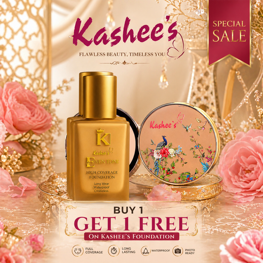 Foundation + compact powder - Kashees Deal Buy 1 Get 2 Free - For All Skins